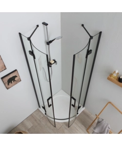 BOX DOCCIA "STELLA" SEMICIRCOLARE ALLUMINIO NERO, 80X80X190 CM